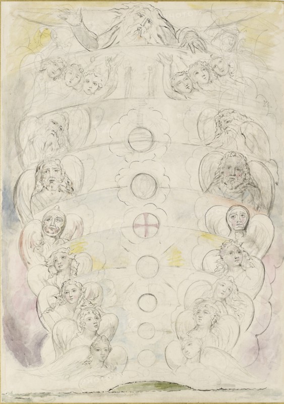 The Deity, from whom proceed the Nine Spheres, 1825-1827. Artist: William Blake.