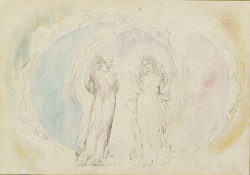Beatrice and Dante in Gemini, amid the Spheres of Flame, 1825-1827. Artist: William Blake.