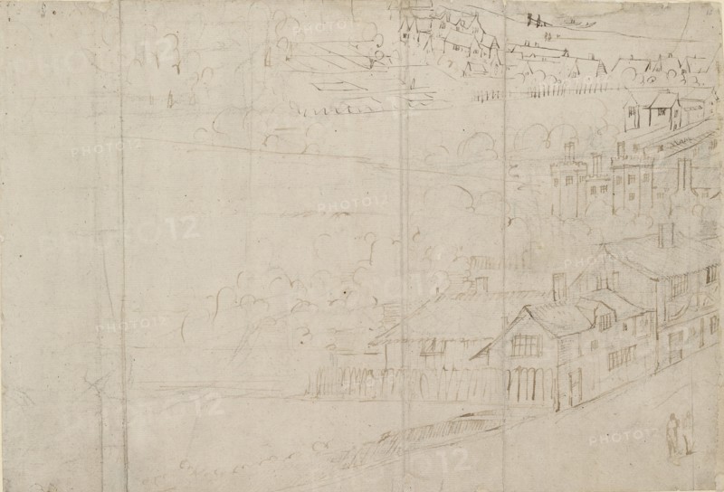 Panorama of London as seen from Southwark: Bankside, 1554. Artist: Anthonis van den Wyngaerde.