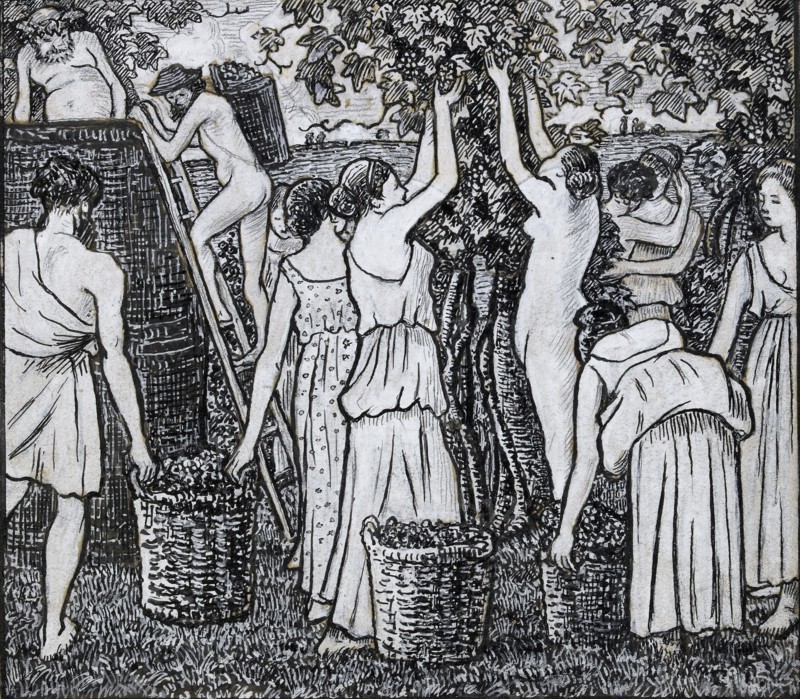 Grape harvest, compositional study for an illustration to 'Daphnis and Chloë', c1895. Artist: Camille Pissarro.