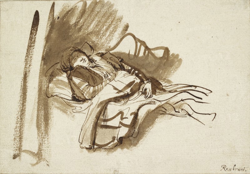Saskia asleep in Bed, c1630s. Artists: Rembrandt Harmensz van Rijn    , Saskia van Uylenburgh.