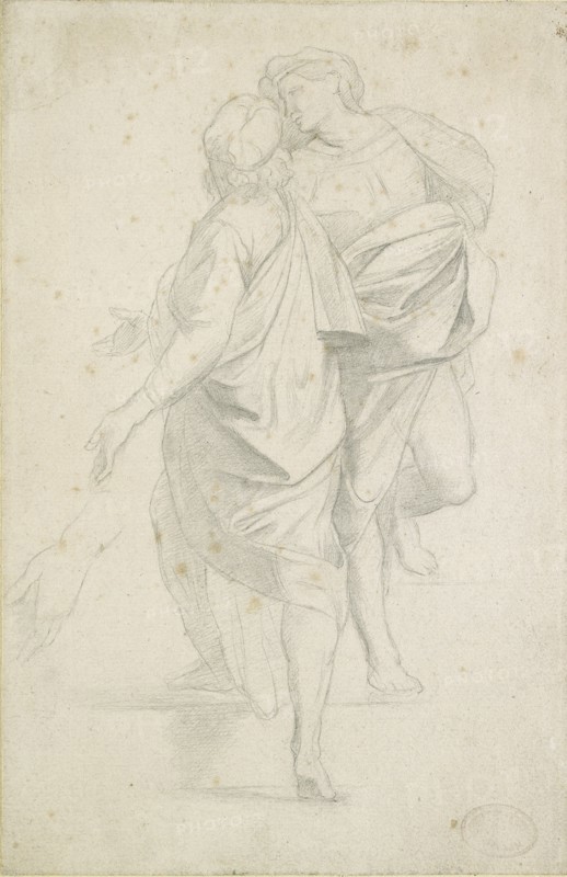 Two Figures standing on a Flight of Steps, after Raphael, c1853-54 Artist: Edgar Degas.