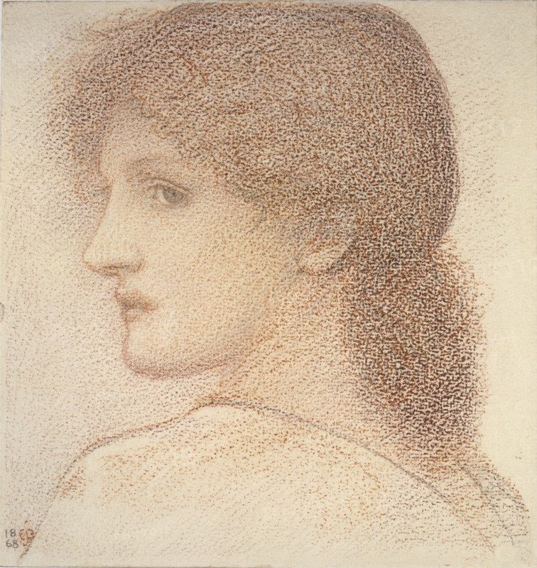 Study of a Woman's Head, turned to Left, 1886. Artist: Sir Edward Coley Burne-Jones.