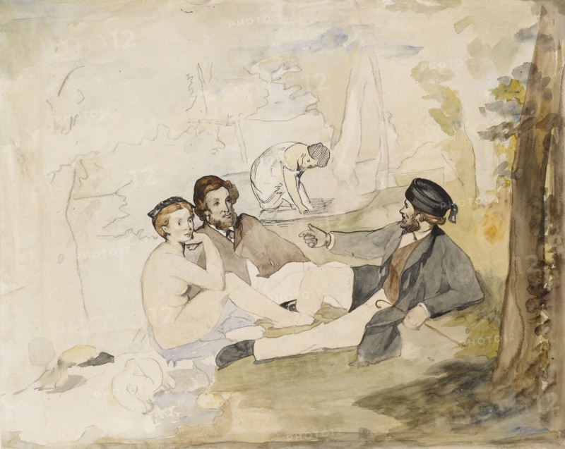 Picnic in a Wood (Le Déjeuner sur l'herbe), 1862-1863. Artist: Edouard Manet.