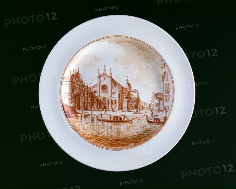 Plate with view of SS Giovanni e Paolo, Venice, c1741. Artist: Miotti.