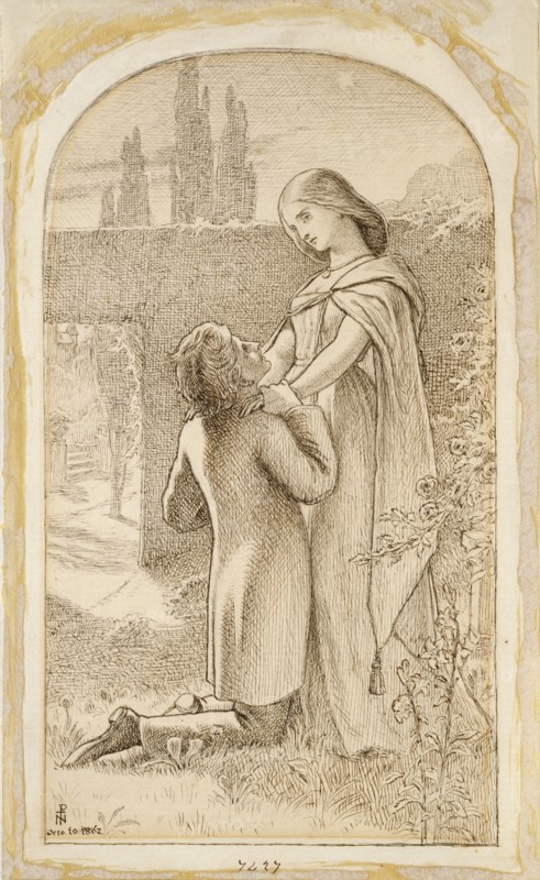 Two Lovers in a starlit Garden, 1862. Artist: Noel Paton.