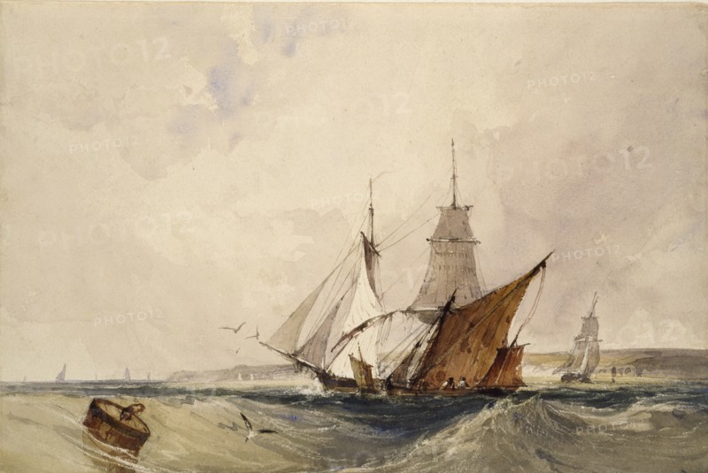 Shipping off the Kent Coast, c1820s. Artist: Richard Parkes Bonington.