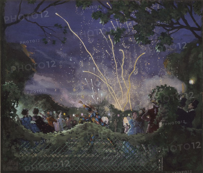 Fireworks, 1929. Artist: Konstantin Somov.