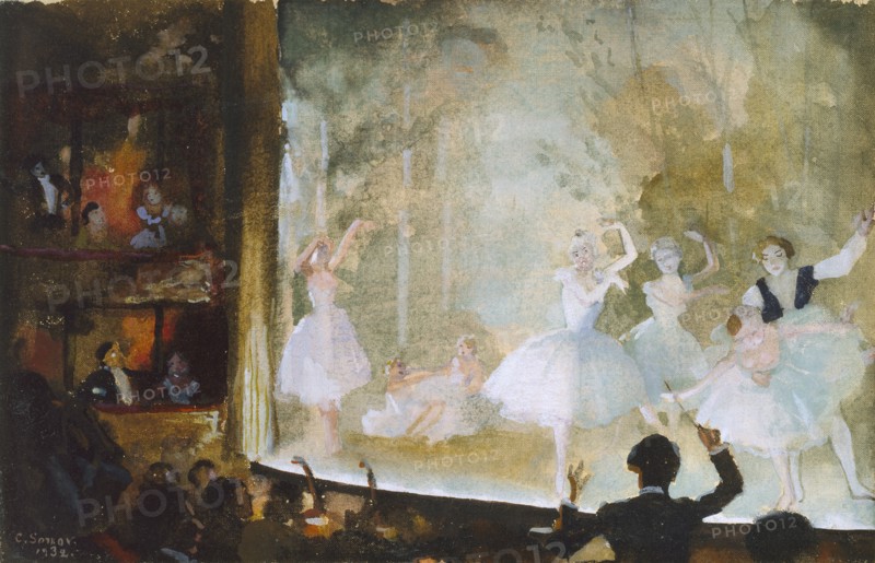 Russian Ballet, Champs-Elysees: Les Sylphides, 1932. Artist: Konstantin Somov.
