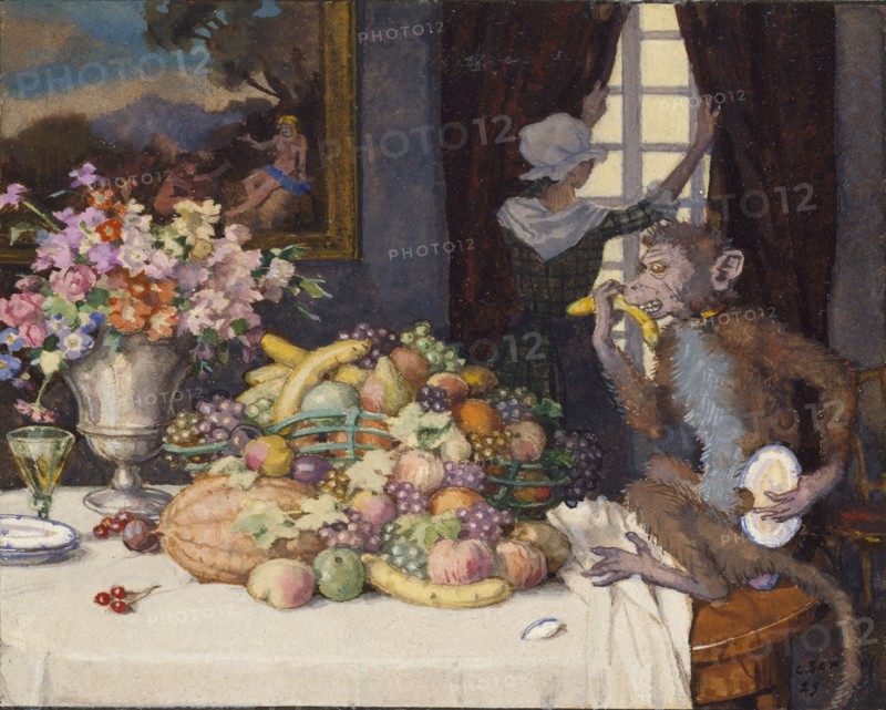 Greedy Monkey, 1929. Artist: Konstantin Somov.