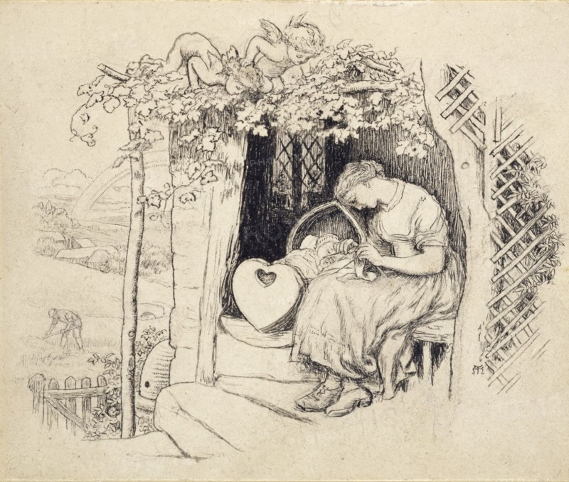 By the Cradle, 1873. Artist: Arthur Hughes.