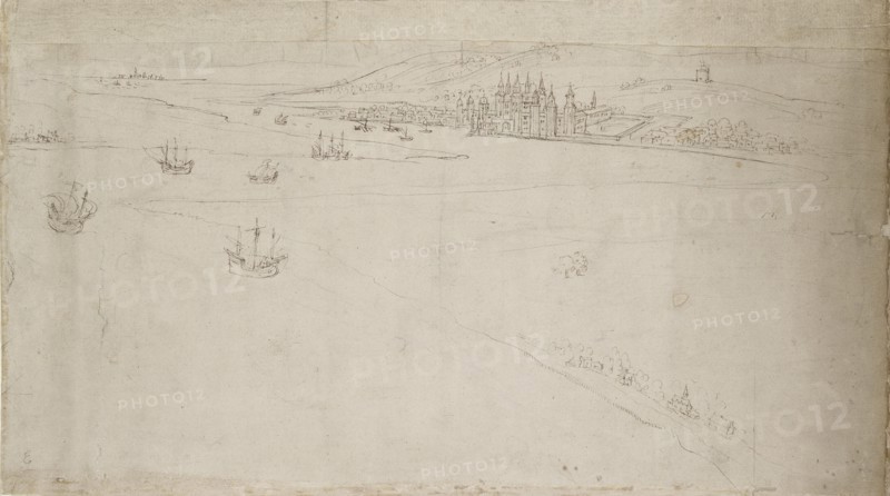 Panorama of London as seen from Southwark: Greenwich, 1554. Artist: Anthonis van den Wyngaerde.