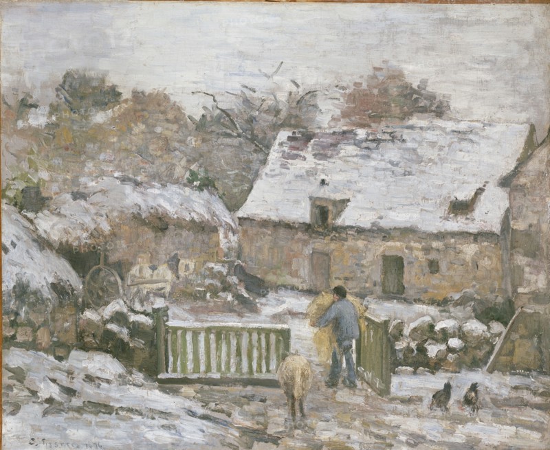 Farm at Montfoucault: Snow Effect, 1874-1876. Artist: Camille Pissarro.