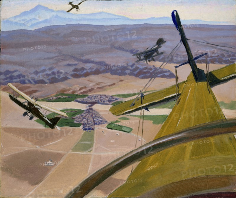 Over the Hills of Kurdistan: Flying above Kirkuk, 1919. Artist: Sydney William Carline.