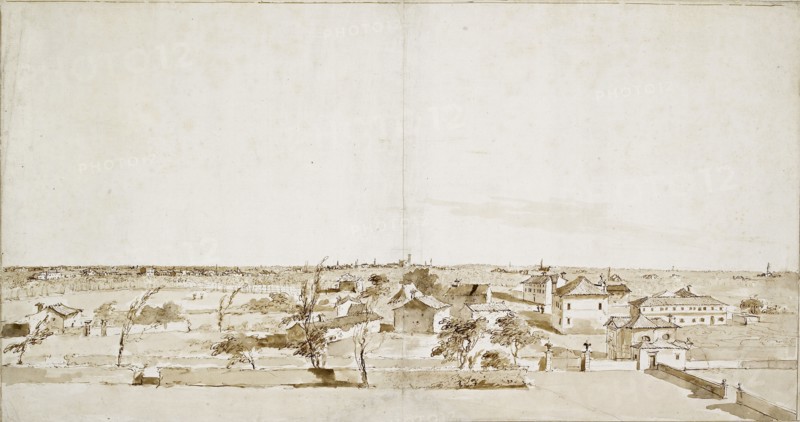 View across the Garden of the Villa Loredan, mid 18th century. Artist: Francesco Guardi.
