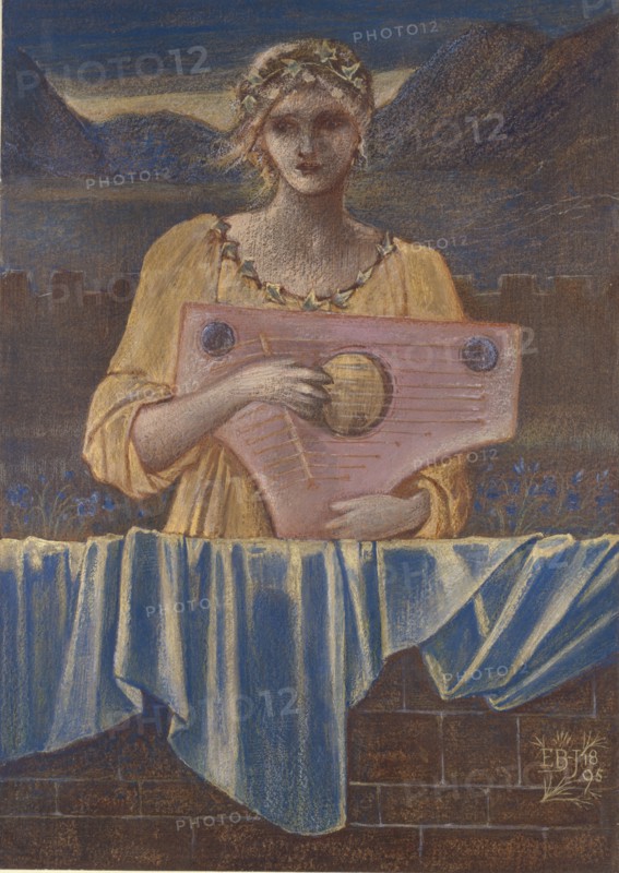 Study of a Woman with a Musical Instrument, 1895. Artist: Sir Edward Coley Burne-Jones.