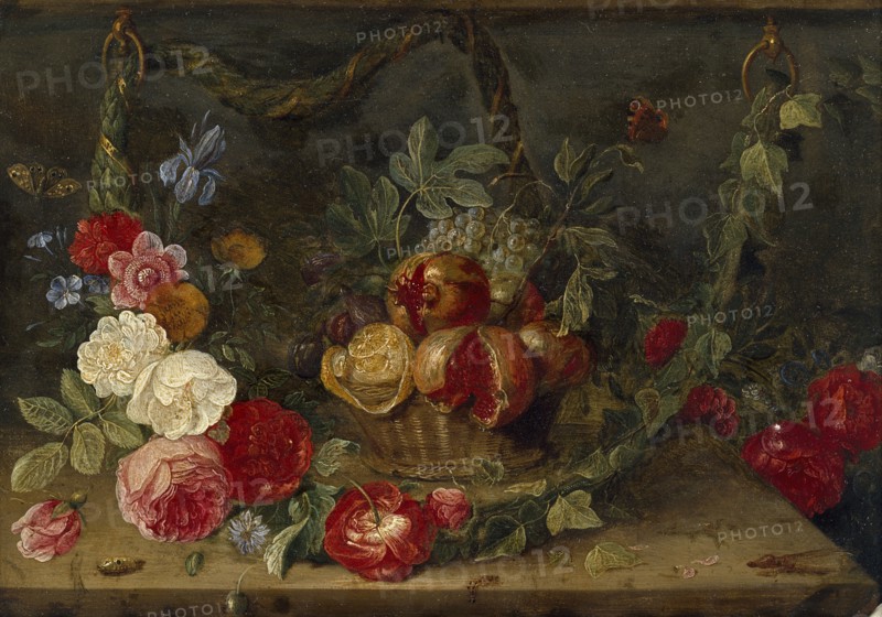 Decorative Still-Life Composition with a Basket of Fruit, mid 17th century. Artist: Jan van Kessel.