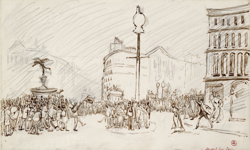 Street Scene-Piccadilly Circus, c1900s. Artist: Spencer Gore.