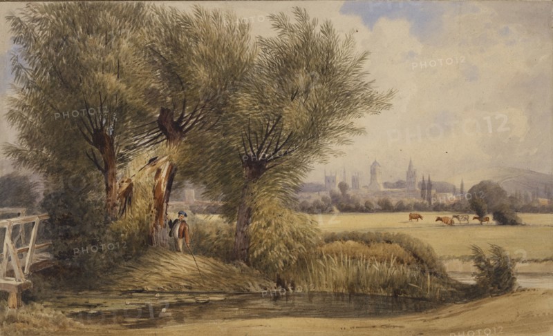 View of Oxford from the River, early 19th century. Artist: William Turner.