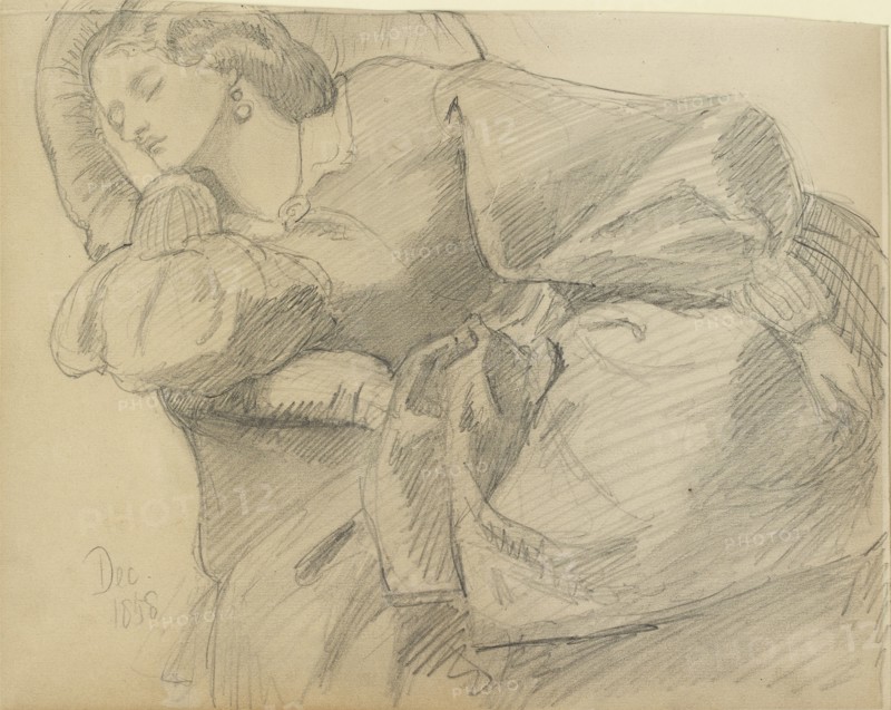 Ruth Herbert asleep, 1858. Artist: Dante Gabriel Rossetti.