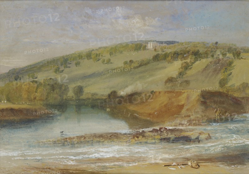 Farnley Hall, from the Junction of the Wharfe and the Washburn, 1818. Artist: JMW Turner.