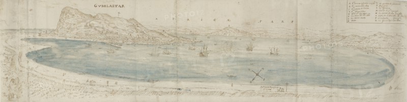 Panoramic View over the Bay of Gibraltar, c1567. Artist: Anthonis van den Wyngaerde.