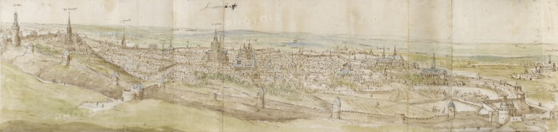 Panoramic View of Leuven from the North-West, c1550-1570. Artist: Anthonis van den Wyngaerde.