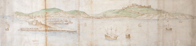 Dover from the Sea, mid 16th century Artist: Anthonis van den Wyngaerde.