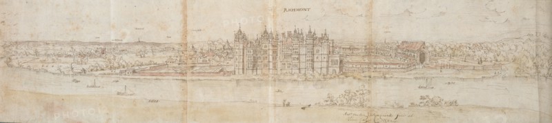 Richmond Palace from across the Thames, 1562. Artist: Anthonis van den Wyngaerde.
