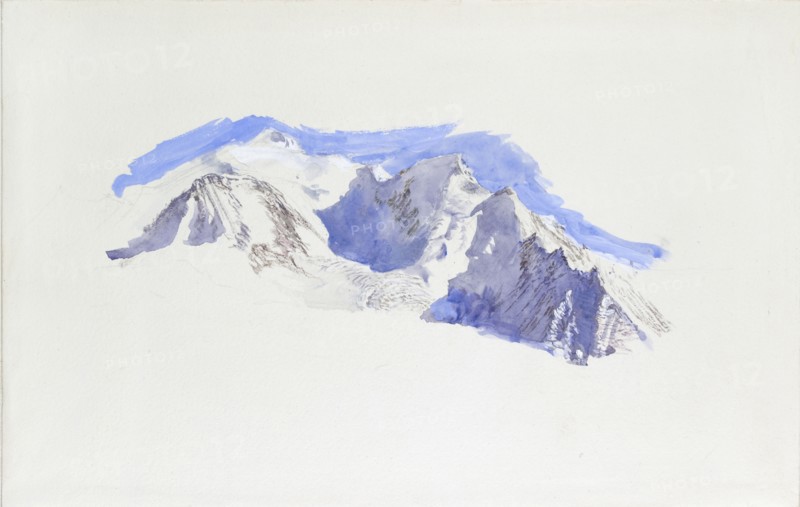 Mont Blanc from Saint-Martin-sur-Arve, October 1874. Artist: John Ruskin.