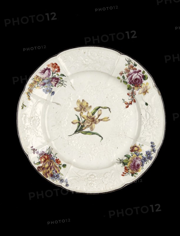 Plate, with flowers (daffodil centre), 1755-1760. Artist: Unknown.