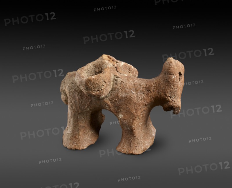 Red Polished / Matt-Polished donkey figurine with panniers, c20th century BC. Artist: Unknown.