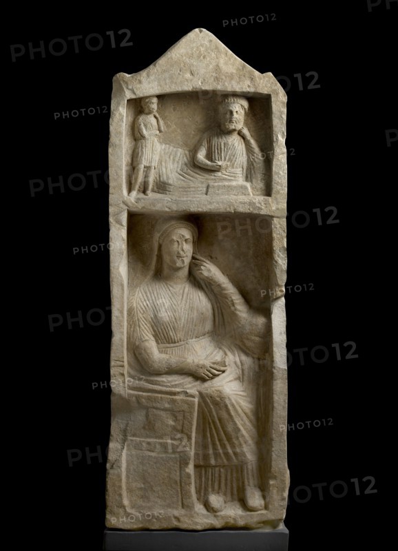 Limestone tomb stele, relief, Hellenistic Period (Cyprus), c325-30BC. Artist: Unknown.