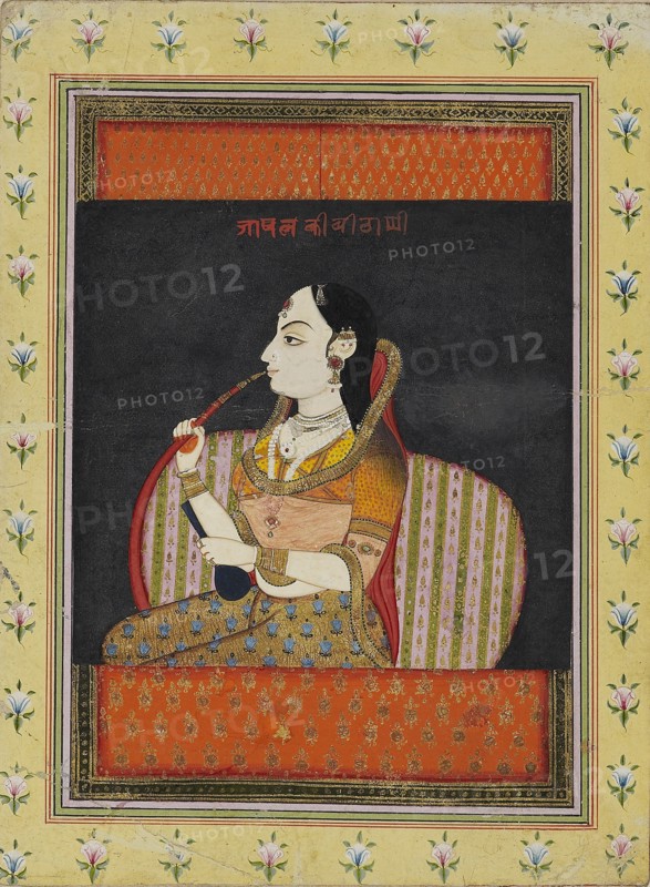 Bust of a woman in a jharoka window, 18th century. Artist: Unknown.