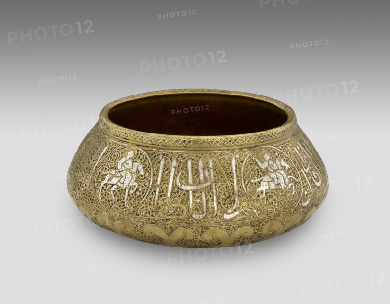 Bowl with figural and calligraphic decoration, late 14th century. Artist: Unknown.