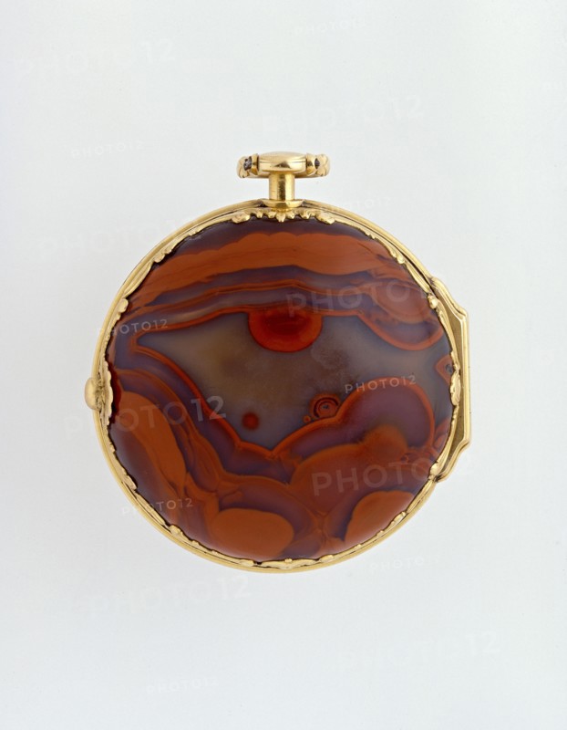 Gold and agate pair-cased verge watch, c1760. Artists: Francis Perigal, Stephen Goujon.