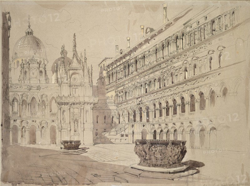 The Court of the Ducal Palace, Venice, May 1841. Artist: John Ruskin.