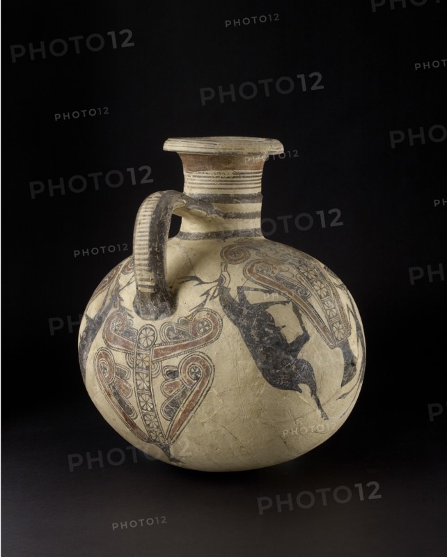 Bichrome IV barrel-shaped Cypro-Phoenician jug, Cypro-Archaic I Period , c750 -c600 BC. Artist: Unknown.