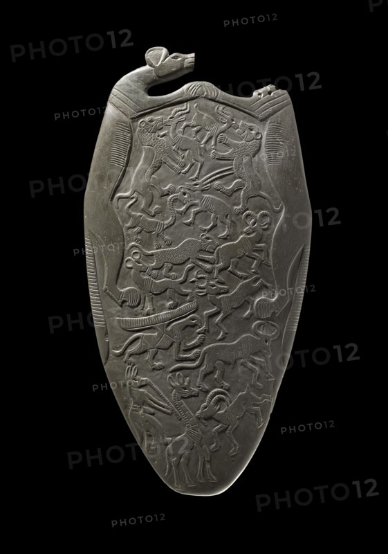 Siltstone palette (The Two Dog Palette), Predynastic - Early Dynastic,  c3300 - 3100 BC. Artist: Unknown.