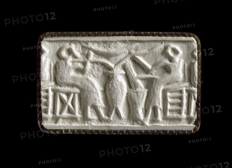 Cylinder Seal (Early Dynastic 'Human Activity' Scenes), ED II, 2750-2600 BC Artist: Unknown.