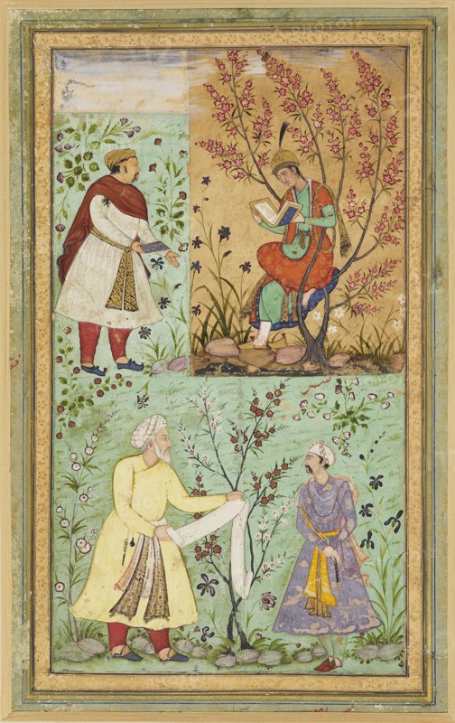 Four figures amid flowers, 16th century. Artist: Unknown.