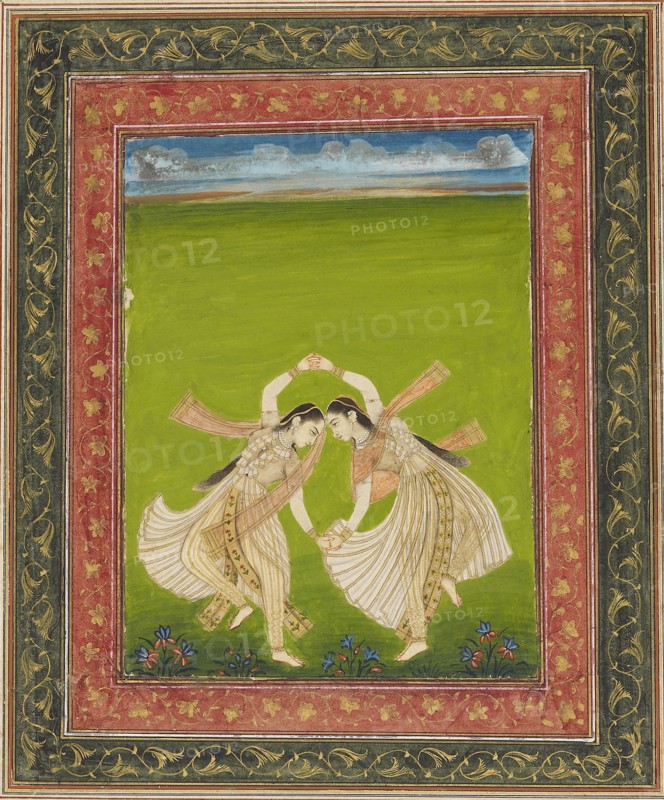 Pair of girls playing phugadi, 18th century. Artist: Unknown.
