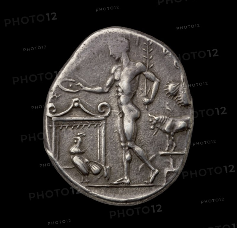 Ancient Greek silver coin, 450 BC. Artist: Unknown.