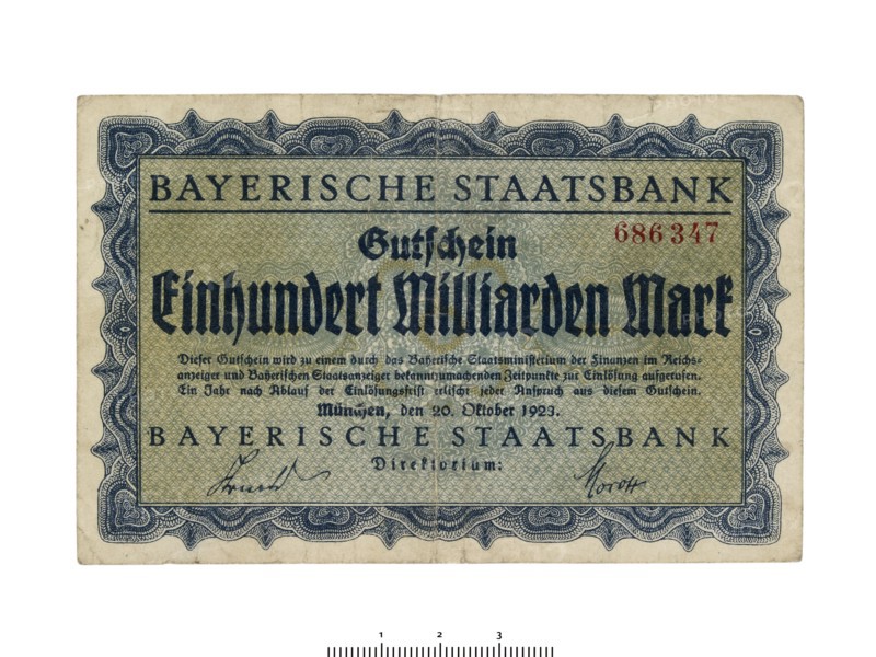 German banknote (Bavaria), 1923. Artist: Unknown.