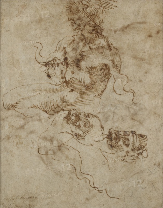 A Figure resembling a Triton, c1490-1560. Artist: Michelangelo Buonarroti.