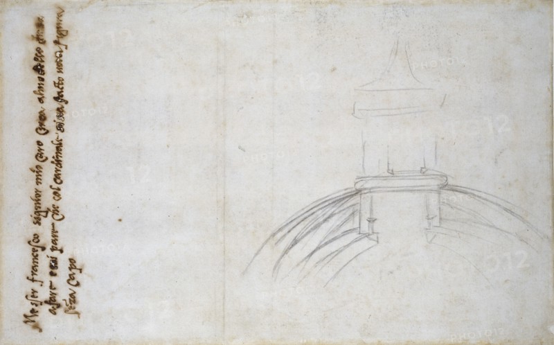 Sketch showing the Join of the Lantern and Cupola, and other Studies for St Peter's, c1490-1560. Artist: Michelangelo Buonarroti.