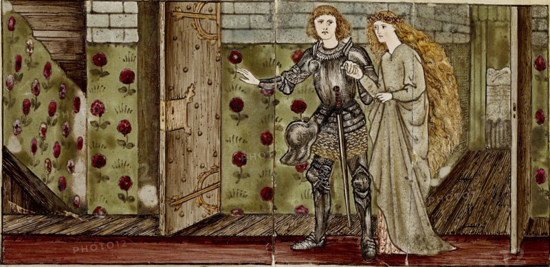 Sixteen tiles form eight illustrations of the 'Briar Rose' tale, 1862-1865. Artists: William Morris, Sir Edward Coley Burne-Jones.