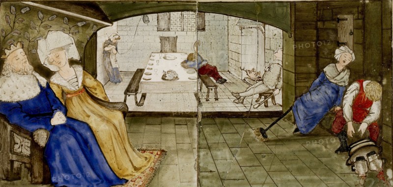 Sixteen tiles form eight illustrations of the 'Briar Rose' tale, 1862-1865. Artists: William Morris, Sir Edward Coley Burne-Jones.
