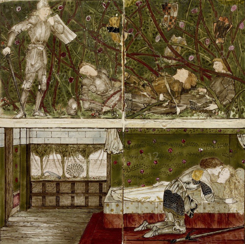 Sixteen tiles form eight illustrations of the 'Briar Rose' tale, 1862-1865. Artists: William Morris, Sir Edward Coley Burne-Jones.