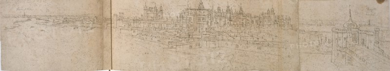 Hampton Court Palace from the River, c1550-1560. Artist: Anthonis van den Wyngaerde.